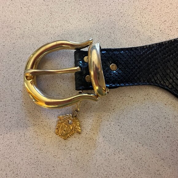 Versace Black Leather Medusa Women's Belt - Picture 7 of 7